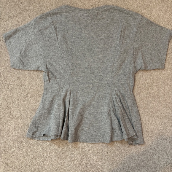 Topshop Short Sleeve Grey Peplum Top - Picture 3 of 3